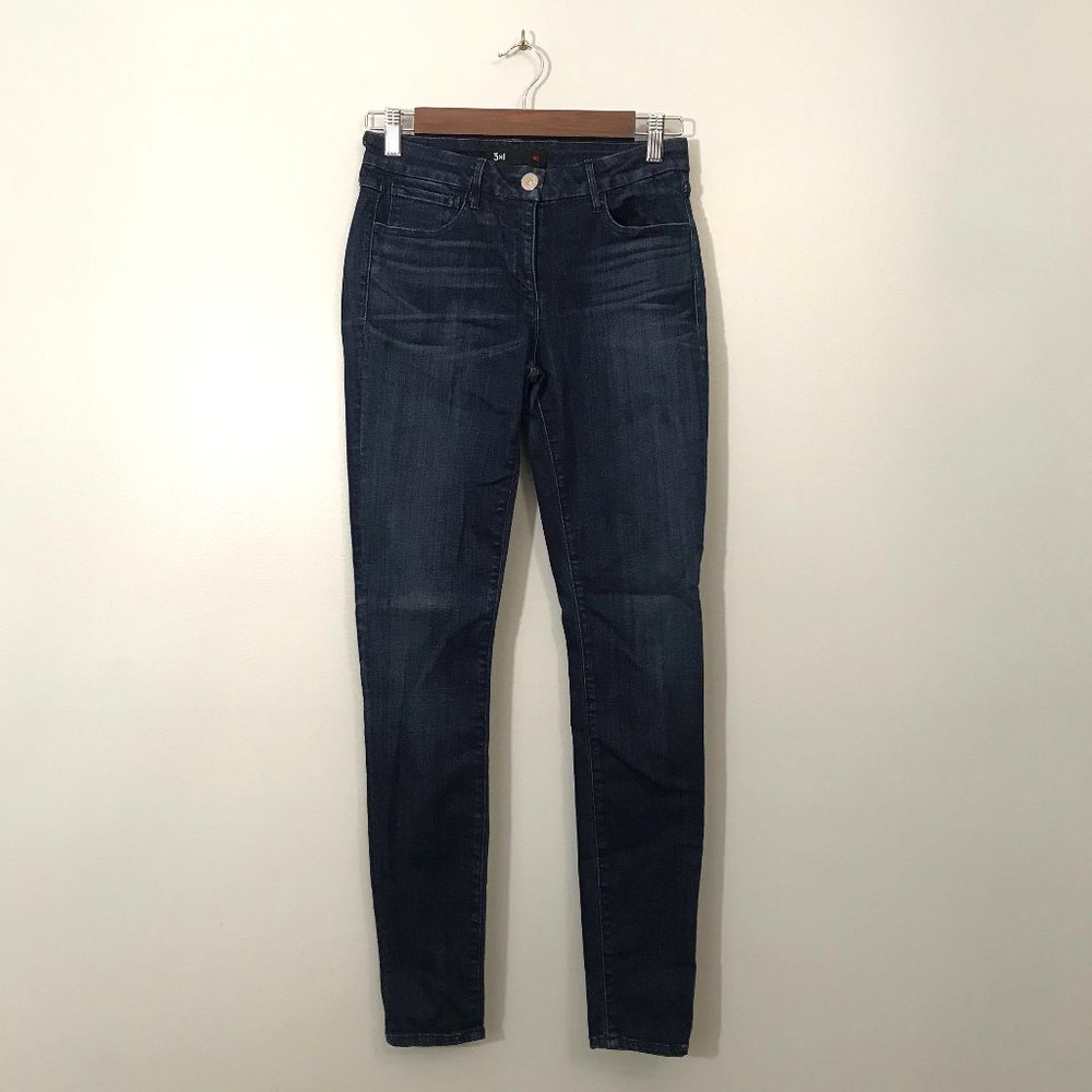 3x1 W2 Mid Rise Dark Wash Skinny Jean Size 27